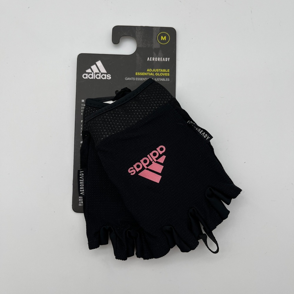 Adidas Essential Gloves Womens Medium Black Aeroready Adjustable Fingerless